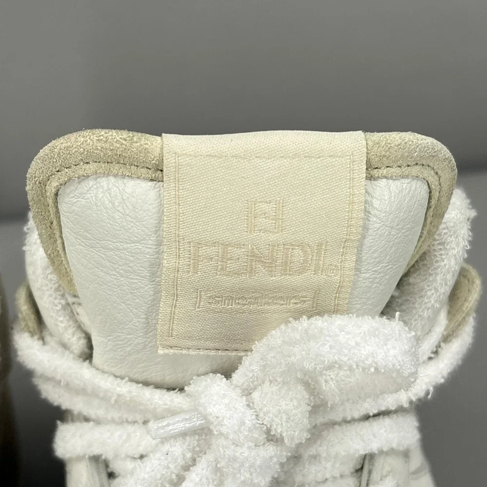 Fendi Shoes Sneakers Womens Size 6 Beige Cream Match High Top Made Italy 8E8358 - Picture 8 of 16